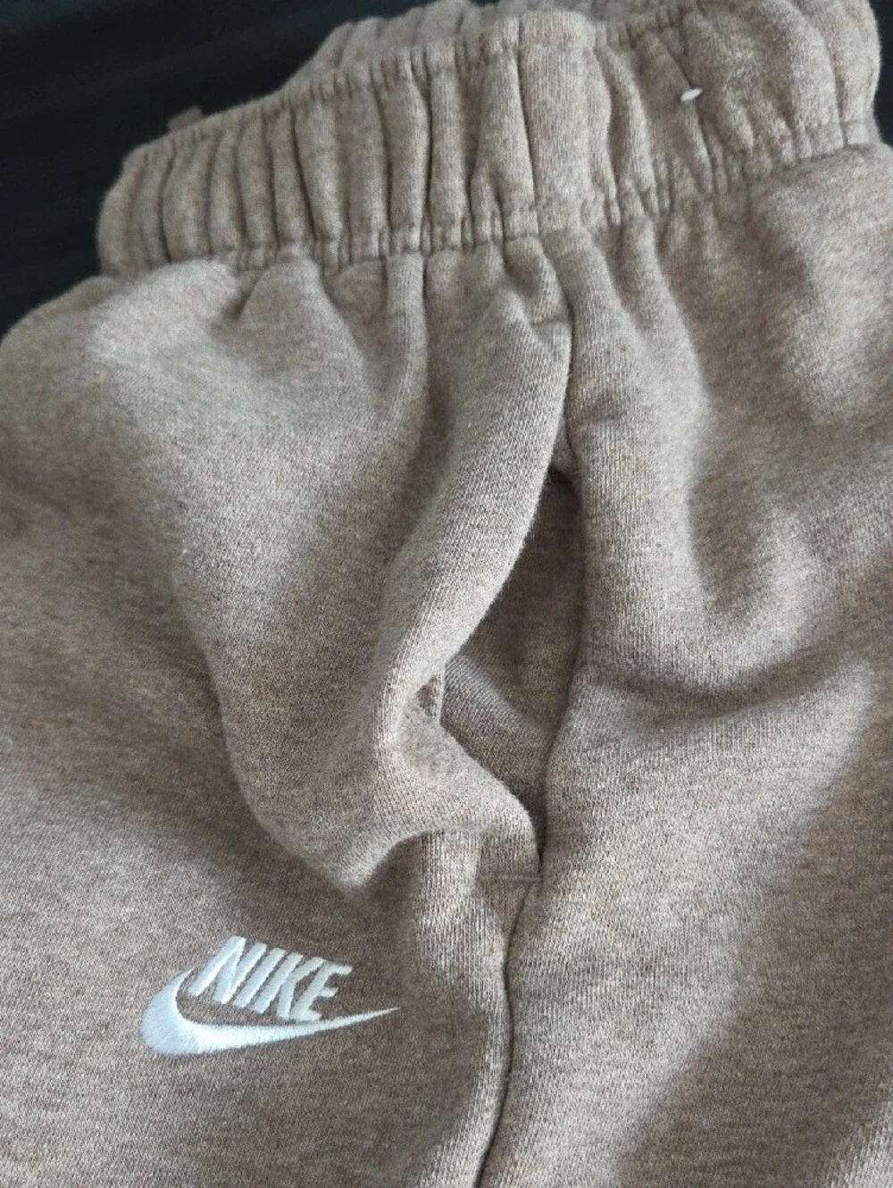 Nike Brown Fleece Joggers with White Swoosh